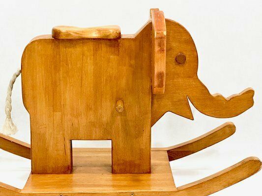 Mid Century Wooden Rocking Elephant, 1960s photo vinterior