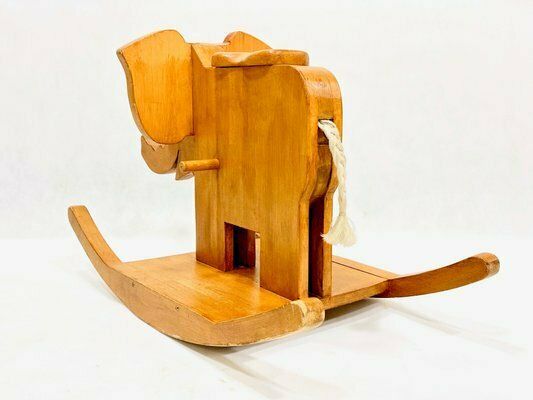photo furniture Mid Century Wooden Rocking Elephant, 1960s