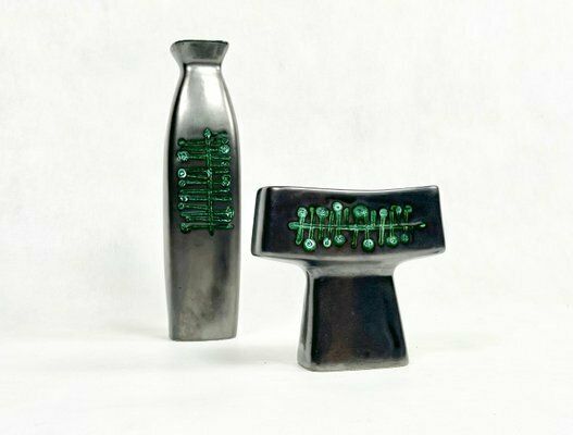 Ceramic Vase & Candleholder By Jitka Forejtova For Kravsko, 1960s, Set Of 2 photo furniture
