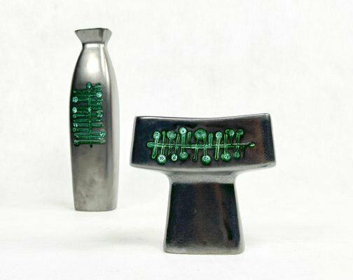 Ceramic Vase & Candleholder By Jitka Forejtova For Kravsko, 1960s, Set Of 2 photo Home Decor