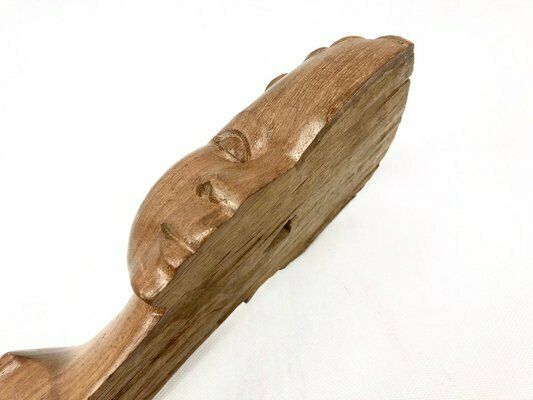 Vintage Wooden Carved African Man & Woman Wall Hanging Sculptures, Set Of 2 photo vinterior