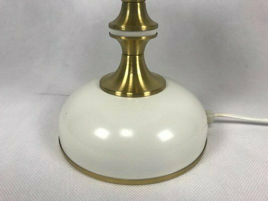 Mid Century Milk Glass And Brass Table Lamp From Napako, 1960s photo for sale