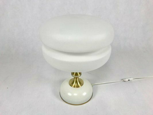 Mid Century Milk Glass And Brass Table Lamp From Napako, 1960s photo 264.0