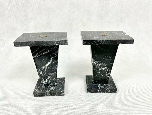 Art Deco Marble Mini Pedestals, 1930s, Set Of 2 photo vintage
