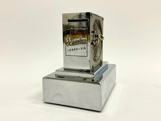 Bank Mantel Clock With Money Box By Louis Schwab For Winterthur Leben Vie, 1930s photo for sale