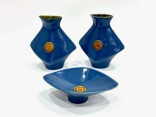 378.0 Mid Century Vases And Bowl From Ditmar Urbach, 1970s, Set Of 3 photo