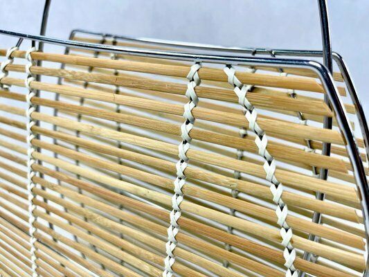 Modernist Bamboo And Steel Magazine Rack, 1980s photo vintage