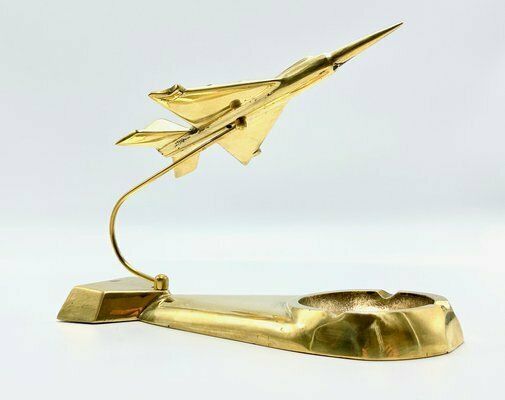 Mig 21 Desk Plane Model In Brass, 1950s photo vintage