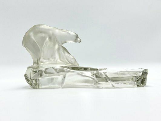 Art Deco Glass Polar Bear Ashtray Attributed To Karel Zentner For Glasswork Libochovice, 1930s photo Home Decor