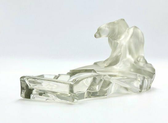 Art Deco Glass Polar Bear Ashtray Attributed To Karel Zentner For Glasswork Libochovice, 1930s photo buy