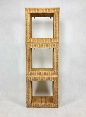 Vintage Wicker Wall Shelves, 1970s, Set Of 3