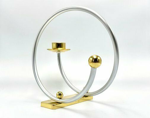Vintage Brass And Aluminium Candleholder, 1980s photo for sale