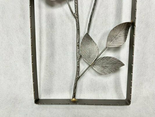 Mid Century Copper Wall Decoration With Rose, Czech, 1950s photo for sale