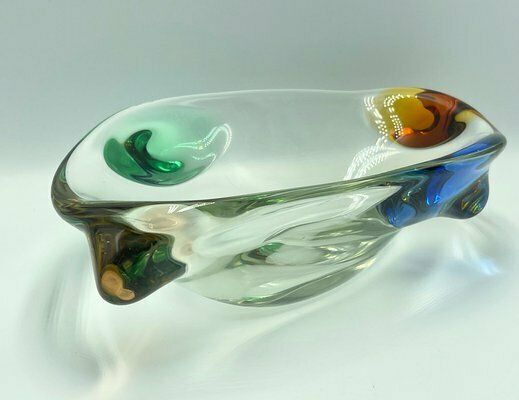Art Glass Rhapsody Bowl Attributed To Frantisek Zemek For Sklarna Mstisov, 1960s