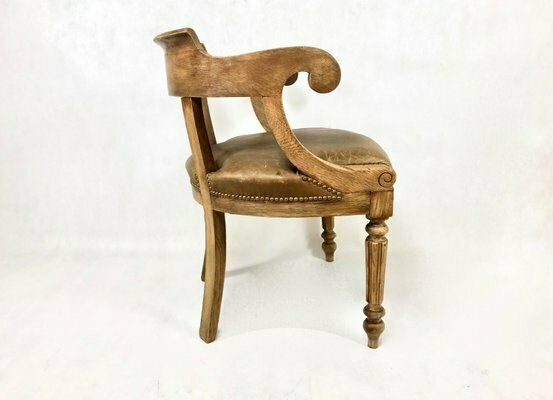 Louis Philippe Office Chair In Oak, 1800s photo for sale