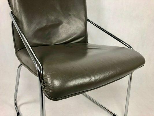 Mid Century Tubular Steel Office Chair, 1960s, Set Of 3 photo for sale