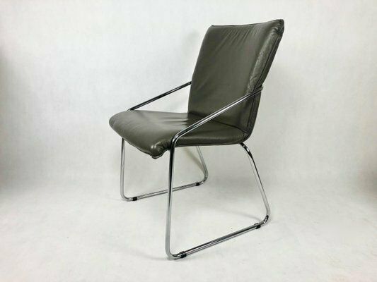 Mid Century Tubular Steel Office Chair, 1960s, Set Of 3 photo vintage
