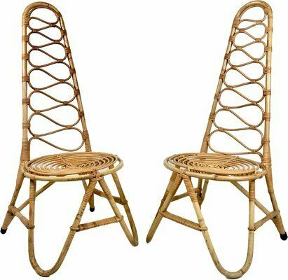 Bamboo Chairs Attributed To D. Van Sliedregt For Rohé Noordwolde, The Netherlands, 1950s, Set Of 2