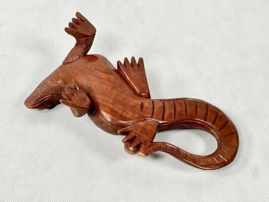 Large Carved Komodo Dragon Walrus Sculpture, 1970s photo vintage
