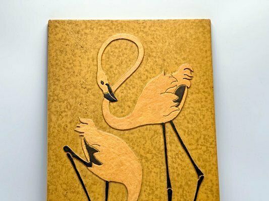 Mid Century Sandstone Wall Relief With Flamingos, 1960s photo vintage