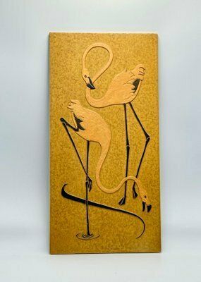 photo furniture Mid Century Sandstone Wall Relief With Flamingos, 1960s