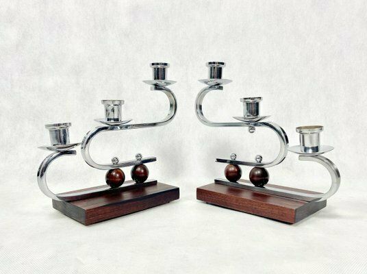German Art Deco Candleholder, 1930s, Set Of 2 photo vinterior
