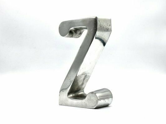 Vintage Brushed Aluminium Standing Z Letter, 1970s photo furniture