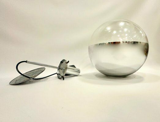 Large Mirror Glass Globe Pendant Lamp From Glashütte Limburg, 1970s photo Lighting