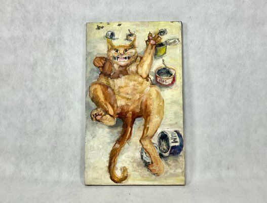 Andrzej Wróblewski, Pop Art Cat, 1960s, Oil On Canvas photo Art