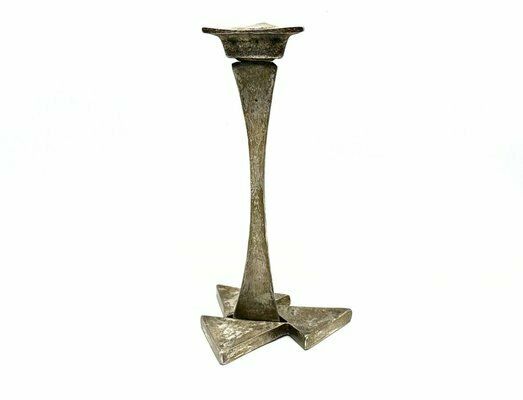 Brutalist Silver Plated Candleholder, 1970s photo vinterior