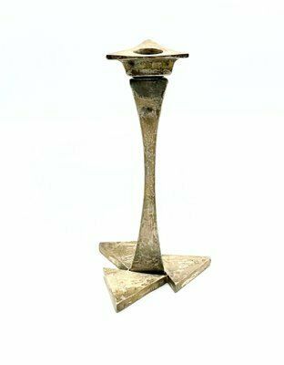 Brutalist Silver Plated Candleholder, 1970s photo vintage