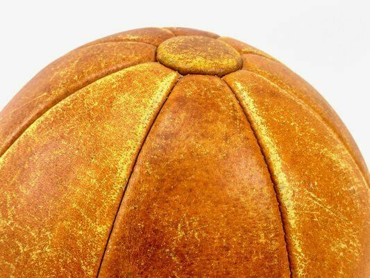 Mid Century Leather Medicine Ball, 1950s photo vinterior
