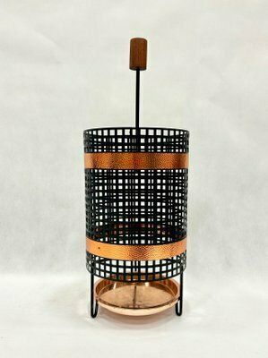 Mid Century Steel & Copper Umbrella Stand, 1960s photo for sale