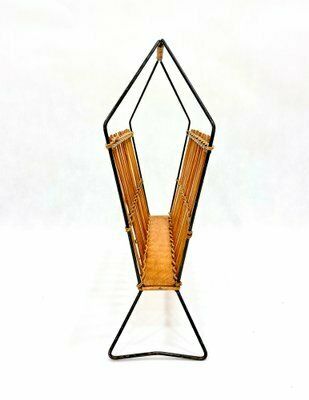 Vintage Bamboo & Steel Magazine Rack, 1960s 1970s photo buy