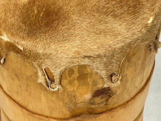 African Carved Wooden Zulu Swazi Drum, 1980s photo vintage