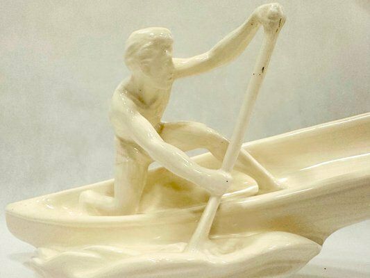 Ceramic Rower Statue From Jihokera Bechyně, 1950s photo for sale
