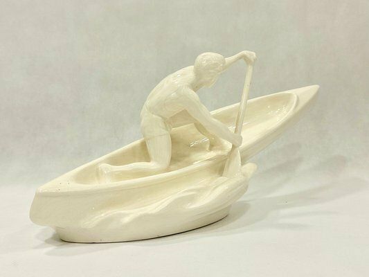 photo for sale Ceramic Rower Statue From Jihokera Bechyně, 1950s