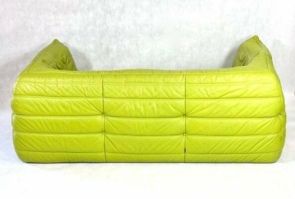 Vintage 3 Seat Togo Sofa With Arms In Green Leather By Michel Ducaroy For Ligne Roset, 2012 photo 4455.0