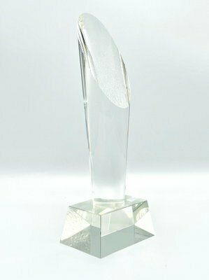 Lead Crystal Glass Obelisk From Desna, Czech Republic, 1980s