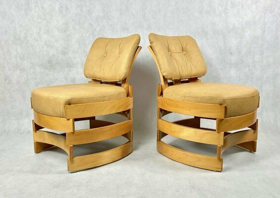 Polish Club Chairs Rondo Attributed To Romuald Ferens, 1970s, Set Of 2