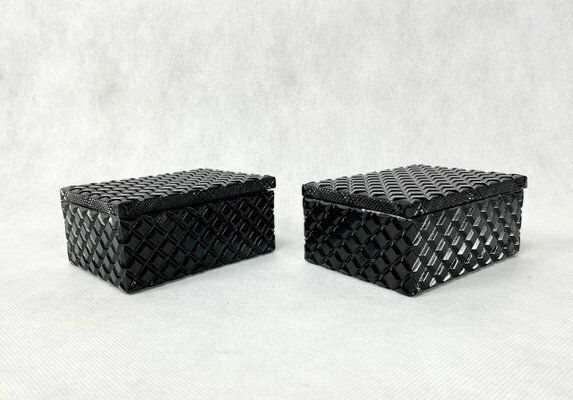 Bohemian Hyite Box From Jablonecké Sklárny, 1960s, Set Of 2 photo 185.0