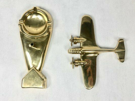 Polish Model Pzl37 łoś Desk Plane With Ashtray In Brass, 1930s photo furniture