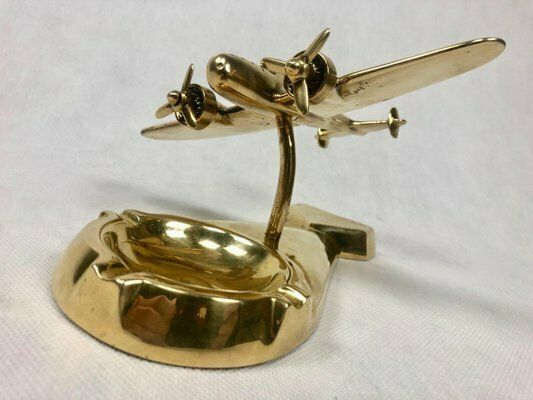 Polish Model Pzl37 łoś Desk Plane With Ashtray In Brass, 1930s photo 1049.0