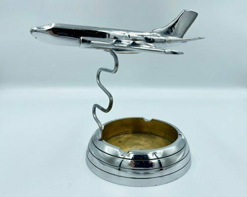Polish Model Tu124 Desk Plane With Ashtray In Chromed Brass, 1950s photo 583.0