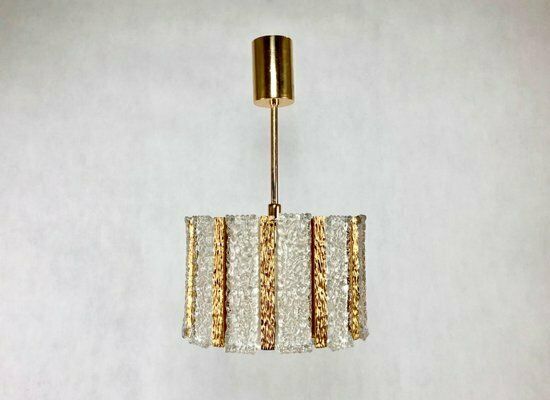 Austrian Pendant Lamp In Bronze Gold Plated Murano Glass From Kalmar, 1960s photo vintage