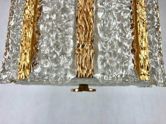 photo vinterior Austrian Pendant Lamp In Bronze Gold Plated Murano Glass From Kalmar, 1960s