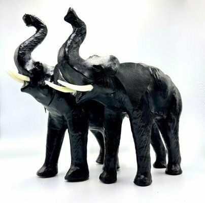 Vintage Leather Elephant Sculpture Figure, 1960s, Set Of 2 photo furniture