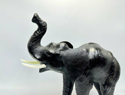 Vintage Leather Elephant Sculpture Figure, 1960s, Set Of 2 photo buy