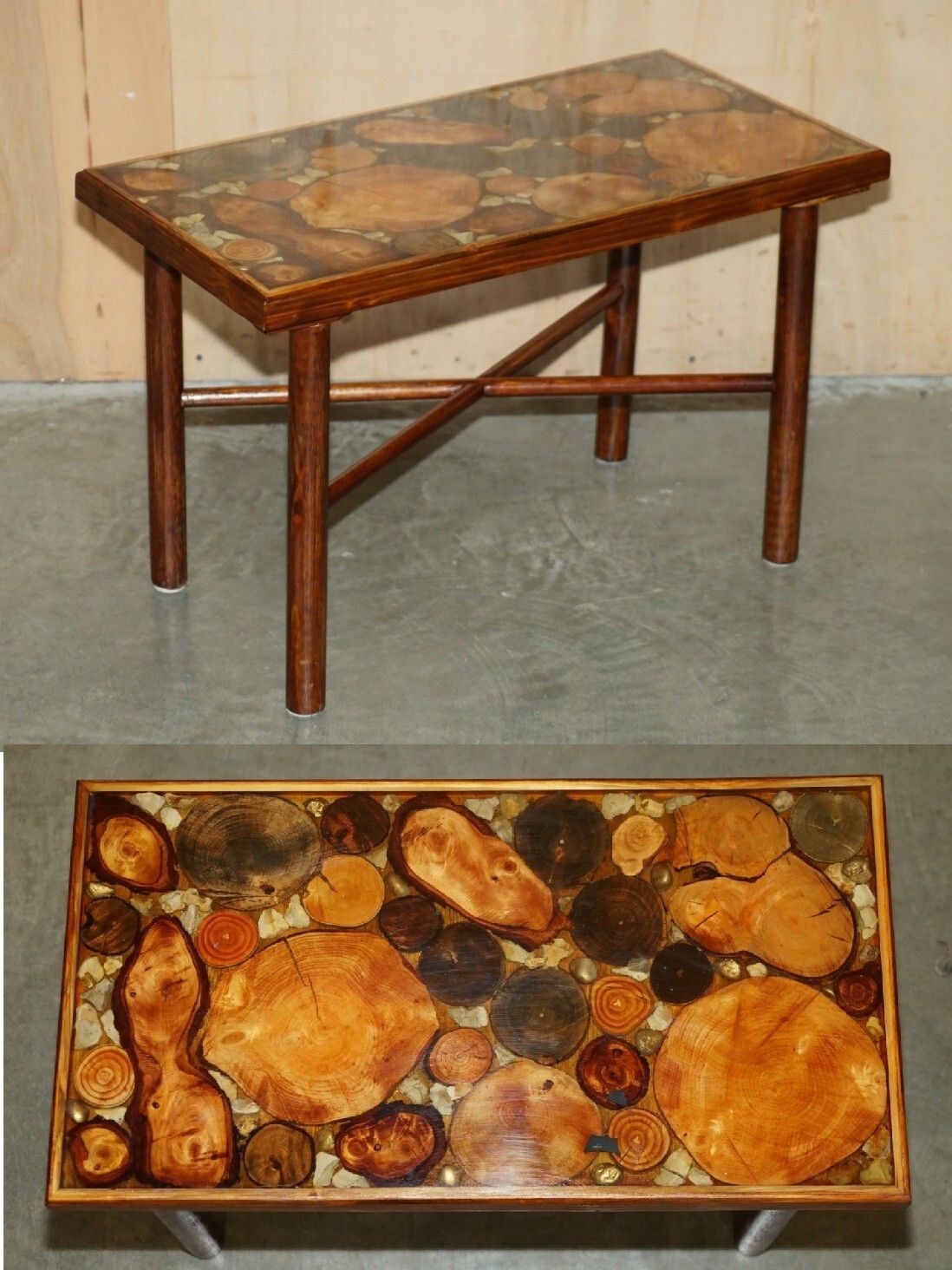 Vintage Fossil Petrified Wood Sample Coffee Table Super Decorative & Primitive