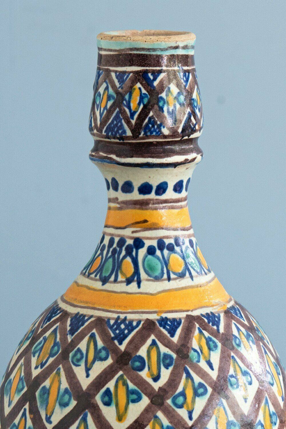 Pair Of Tunisian Glazed Earthenware Vases, Midcentury photo 190.0
